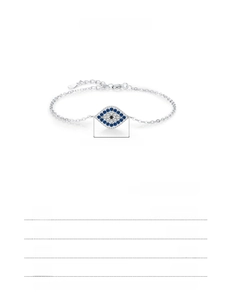 Detail specifications of S925 silver blue evil eye bracelet with dimensions and weight