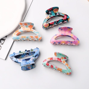 Molletta Per Capelli PVC Plastica Con Molla In Metallo Stampa Floreale Semicerchio Dolce Fresco Copricapo Per Donne Ragazze