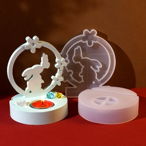3D Kaninchen Silikonform Set für DIY Kerzenständer und dekorative Ornamente aus Harz