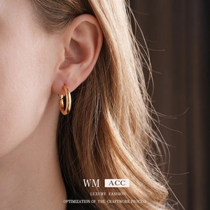 Elegant gold round hoop earrings for women with minimalist high-polish mirror finish