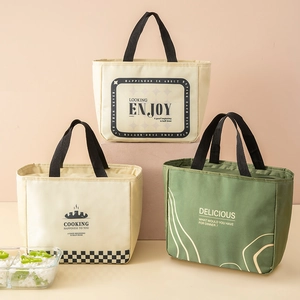 Portable Insulated Lunch Bag Oxford Cloth Aluminum Foil Waterproof Thermal Bento Tote For Office School Picnic Simple