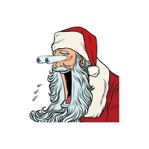 Sticker mural Père Noël humoristique avec expression surprise pour décor de Noël