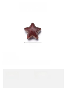 Detail of 14mm red ceramic star beads for DIY handmade jewelry with dimensions shown