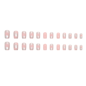 Faux ongles roses avec motifs d'étoiles métalliques argentées et bouts carrés unis