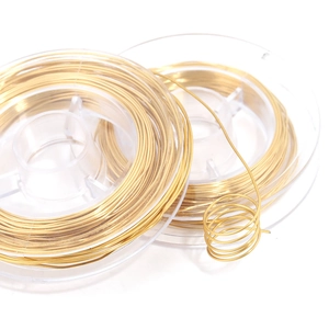 Two spools of fine golden stainless steel wire for DIY jewelry making and beading projects