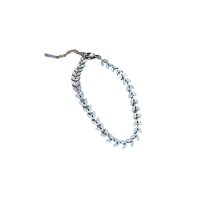 Minimalist stainless steel leaf chain bracelet with adjustable lobster clasp on white background