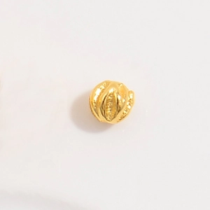 Textured round 925 sterling silver pumpkin bead with engraved patterns for DIY jewelry
