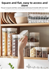Macro detail of transparent airtight food storage containers for kitchen organization