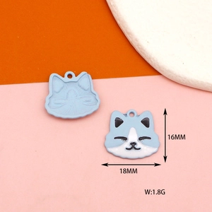 Detail showing 18x16mm frosted cat charm with dimensions and weight measurements