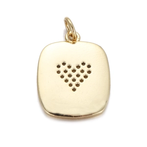 Close-up of golden square pendant featuring a hollow heart pattern for necklaces