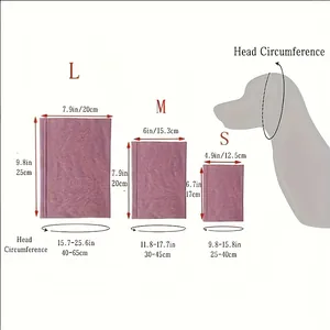 Size chart showing dimensions for small, medium, and large dog grooming ear muffs