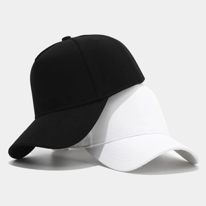 Casquettes de baseball classiques en coton noir et blanc avec design structuré à 6 pans