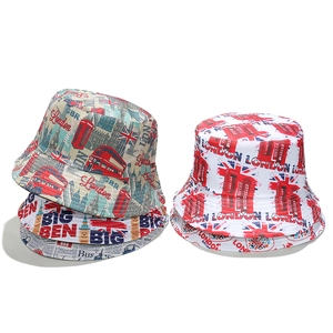 London United Kingdom Theme Printed Bucket Hat Vintage Polyester Sun Protection Outdoor Travel Headwear