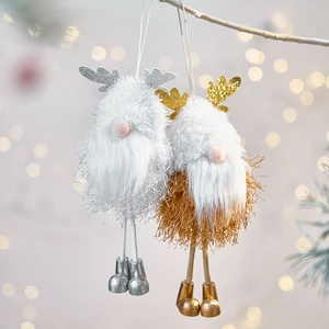 Ornements de gnome de renne de Noël avec paillettes or et argent pour décoration
