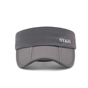 Foldable dark grey sun visor hat with NY&JA logo and reinforced stitched wide brim