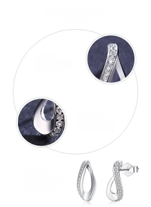Close-up of S925 sterling silver water drop earrings with micro-set 5A cubic zirconia