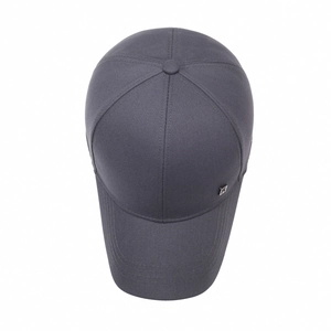 Classic charcoal grey six-panel cotton baseball cap with curved brim and metal accent detail