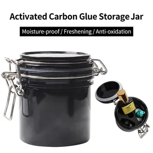 Lash Glue Storage Tank Airtight Container Activated Carbon Plastic Metal Buckle Moisture Proof For Eyelash Extension