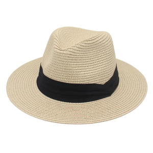 Woven Straw Fedora Hat Panama Style Sun Protection Breathable Wide Brim Summer Beach Holiday Accessory For Men And Women