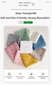 Absorbent cotton baby triangle bibs set in 8 Morandi colors with smiley face prints