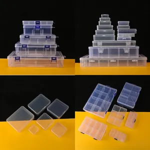 Stapelbare transparente 28-Fach PP-Aufbewahrungsboxen mit blauen Clips für Kleinteile