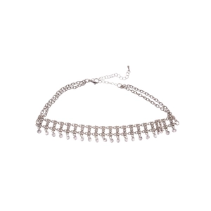 Elegant silver layered tassel necklace with sparkling zircons and a secure lobster clasp