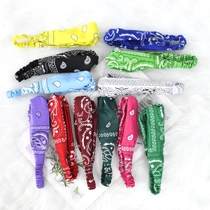 Set of 12 colorful paisley print elastic headbands for sports and daily hair styling
