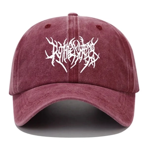 Washed Cotton Baseball Cap Vintage Distressed Sun Protection Hat Gothic Print Streetwear Outdoor For Men Women