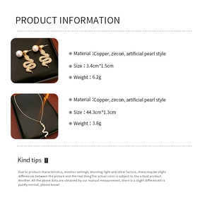 Tabella taglie dettagliata per set collana e orecchini con serpente, zircone e perla