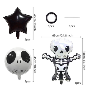 Kit de ballons Halloween avec crâne Jack Skellington et étoiles noires en alu