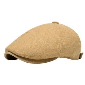 Classic camel wool newsboy cap featuring vintage British style with a refined textured finish