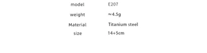 Detailed size chart showing 14+5cm length and 4.5g weight for titanium steel bracelet
