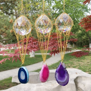 K9 crystal ball suncatcher with colorful agate slices for window garden decoration