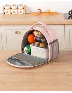 Pink insulated lunch bag interior showing spacious capacity for meal prep and drinks