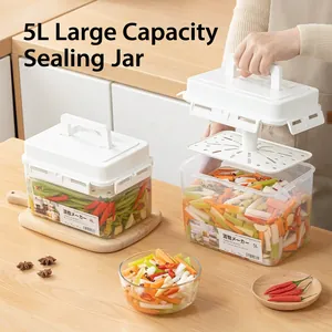 Pickle Fermentation Jar With Press Plate Airtight Lid Plastic Food Storage Container Transparent Kimchi Box For Kitchen