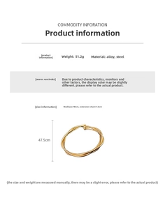 Détail du collier chaîne serpent dorée indiquant une longueur 40cm et poids 51g
