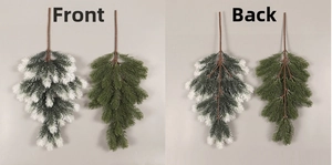 Detailed front and back view of artificial PE pine branch for Christmas decoration