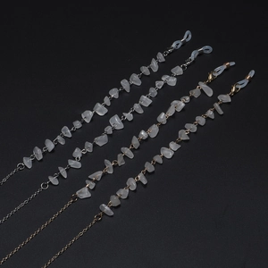 Glasses Chain Natural Stone White Crystal Metal Alloy Eyewear Lanyard Non-Slip Mask Holder Handmade Fashion Accessory