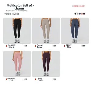 Leggings de yoga taille haute déclinés en noir, chameau, marine, rose et violet