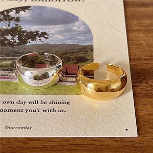Minimalist 925 Sterling Silver Dome Ring Adjustable Open Band Polished Smooth Surface Korean Style For Women