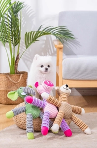 Plush corduroy pet squeaky toys in elephant, pig, and bear shapes for small to large dogs