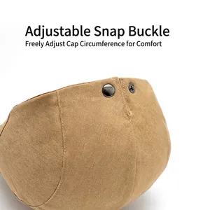 Adjustable khaki cotton beret with metal buckle for custom comfort and head size