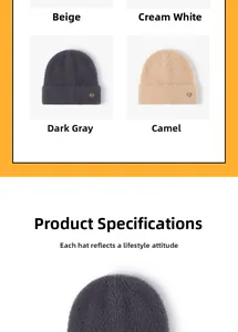 Detailed knit texture and metal letter logo on thick fuzzy winter beanie beanies