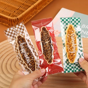 Transparent nut wafer boat packaging bags with colorful patterns and lucky greetings