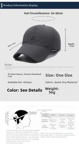 Size chart for breathable R-letter mesh cap with measurement guide and dimensions