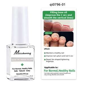 Macro detail of Ridge Filler Base Oil smoothing nail texture and improving nail C-curve