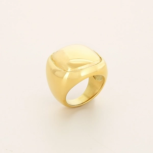 Polierter klobiger Gold-Quadratring aus Edelstahl mit minimalistischem Design