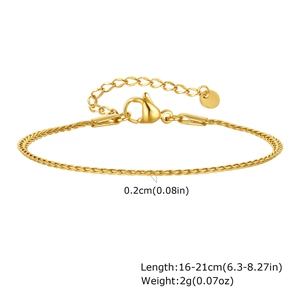 Detail shot of 18K gold braided necklace showing 0.2cm width and 16-21cm length dimensions