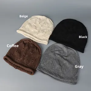 Hollow-out knit slouchy beanies for women in four versatile colors for spring and summer