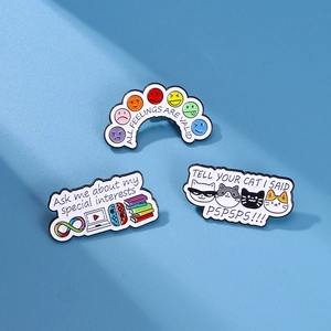 Cute Cartoon Enamel Pin Brooches Alloy Drip Oil Cat Rainbow Emotions Badge Accessories For Backpacks Clothing